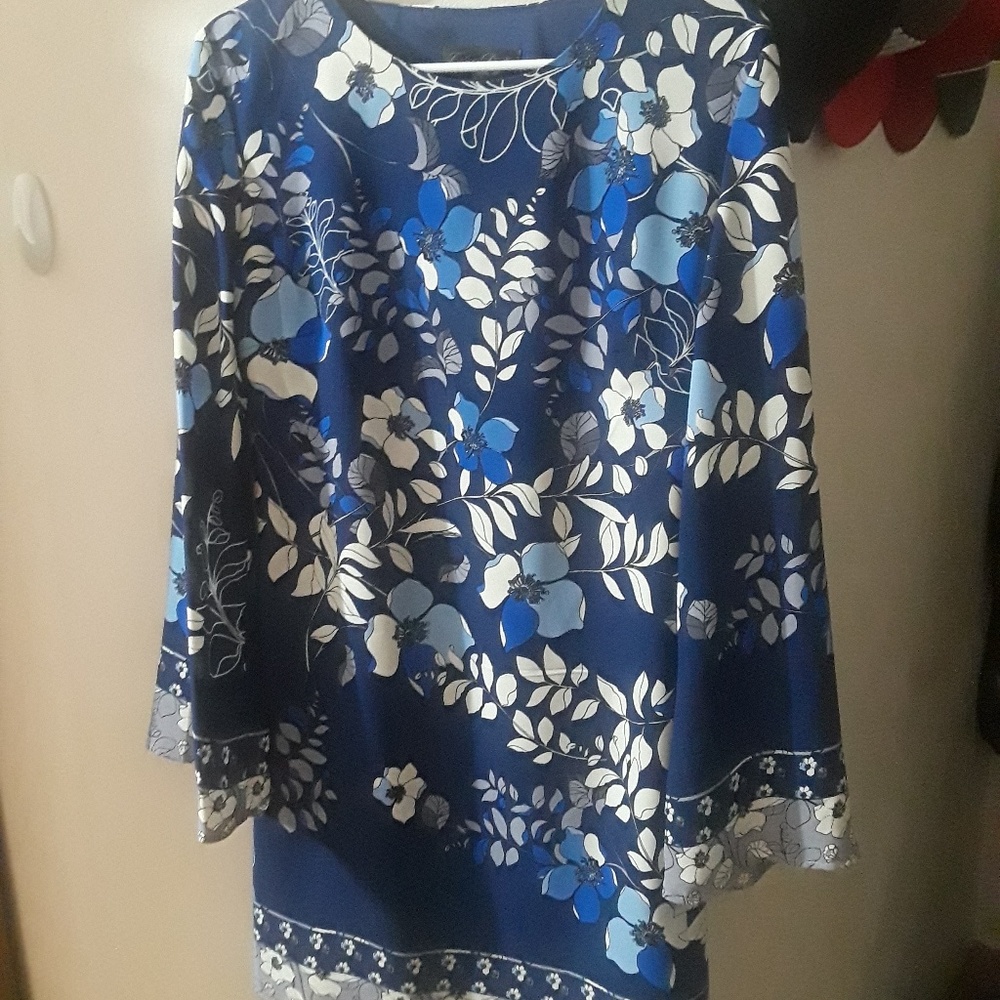 Blue floral dress, cut out back